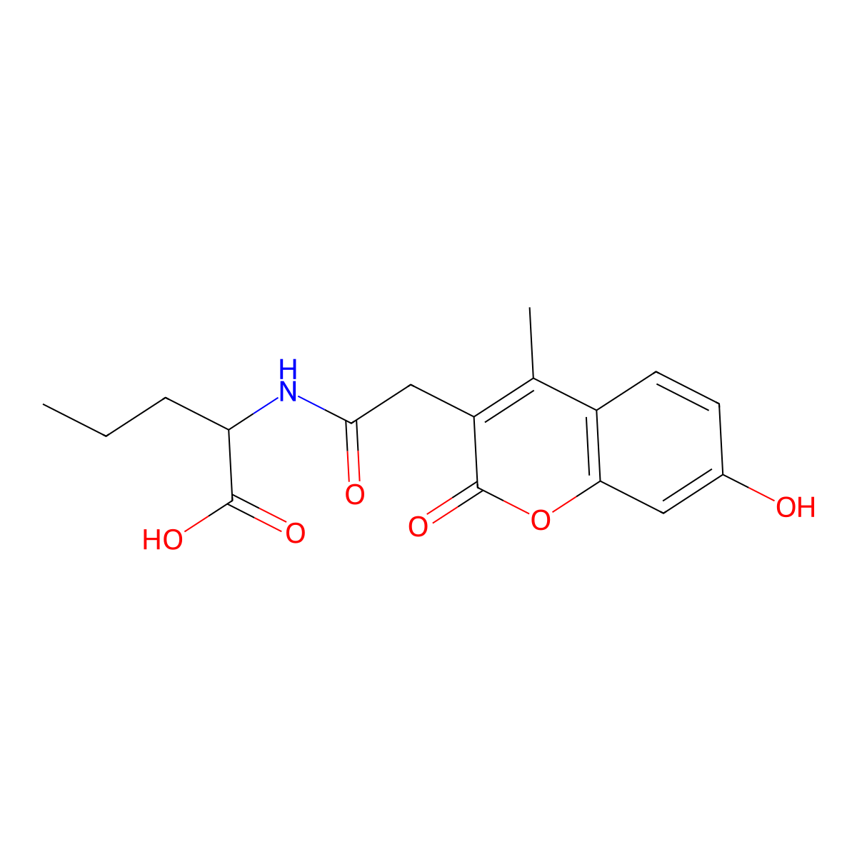 N-[(7-hydroxy-4-methyl-2-oxo-2H-chromen-3-yl)acetyl]norvaline molecular structure, CAS 1009694-61-4