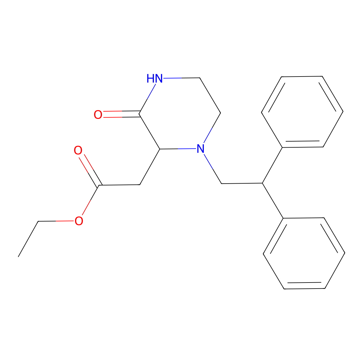 Ethyl 2-[1-(2,2-diphenylethyl)-3-oxopiperazin-2-yl]acetate molecular structure, CAS 1009695-73-1