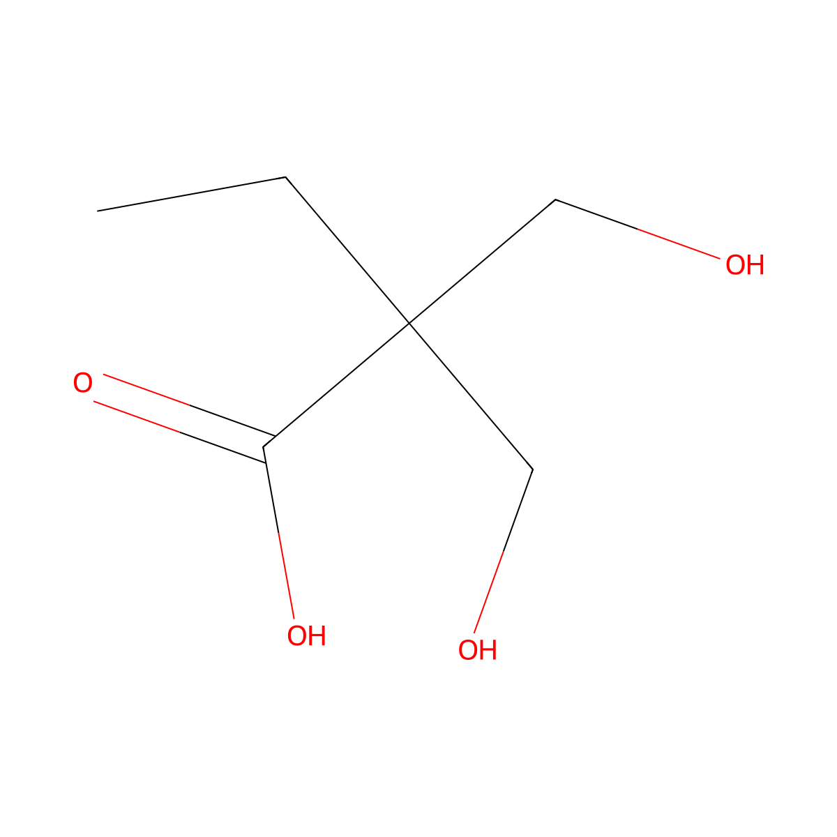 2,2-Bis(hydroxymethyl)butanoic acid molecular structure, CAS 10097-02-6