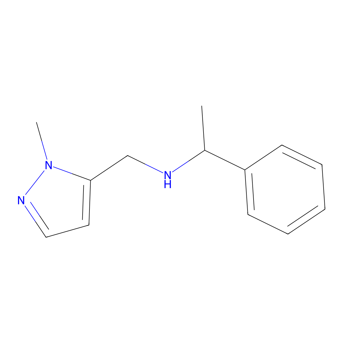 (2-Methyl-2H-pyrazol-3-ylmethyl)-(1-phenyl-ethyl)-amine molecular structure, CAS 1009701-20-5