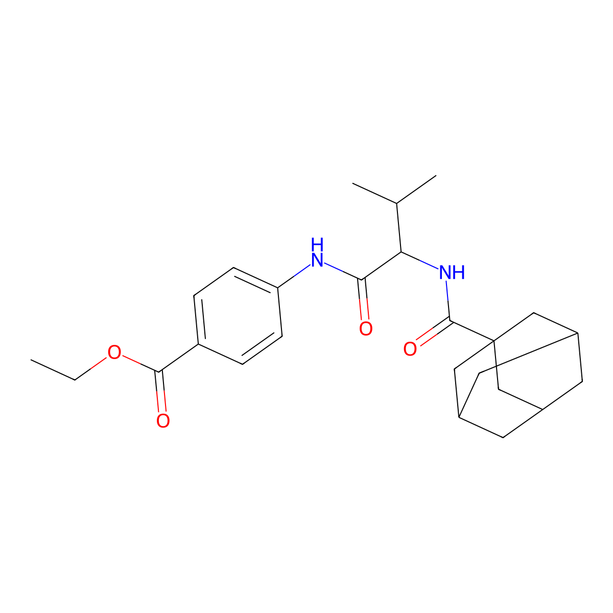 Ethyl 4-[2-(adamantanylcarbonylamino)-3-methylbutanoylamino]benzoate molecular structure, CAS 1009702-47-9