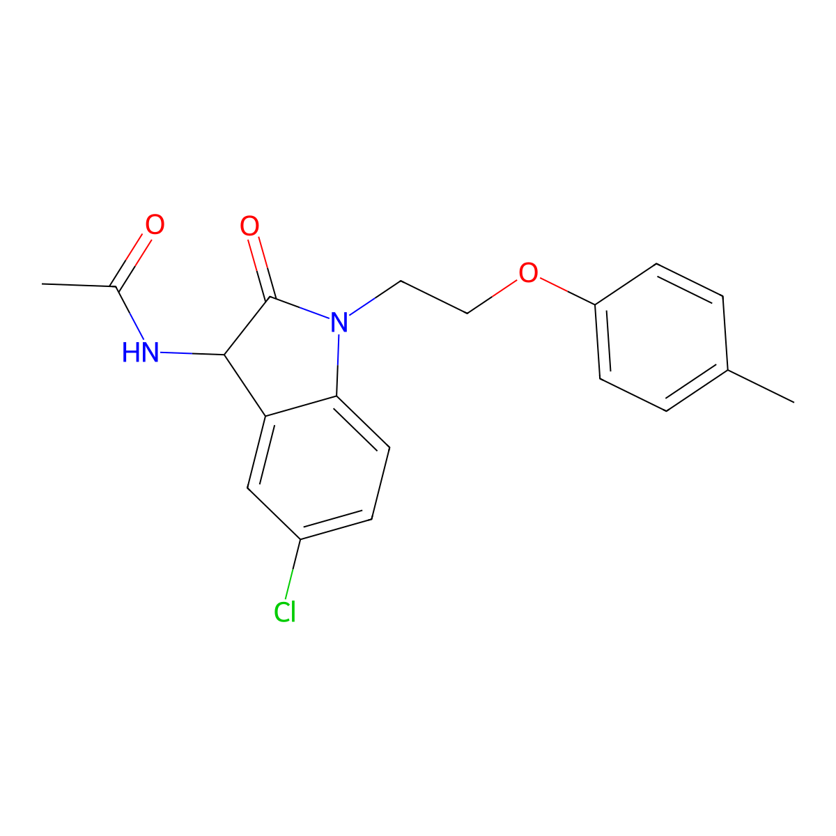 N-{5-chloro-1-[2-(4-methylphenoxy)ethyl]-2-oxo-2,3-dihydro-1H-indol-3-yl}acetamide molecular structure, CAS 1009705-22-9