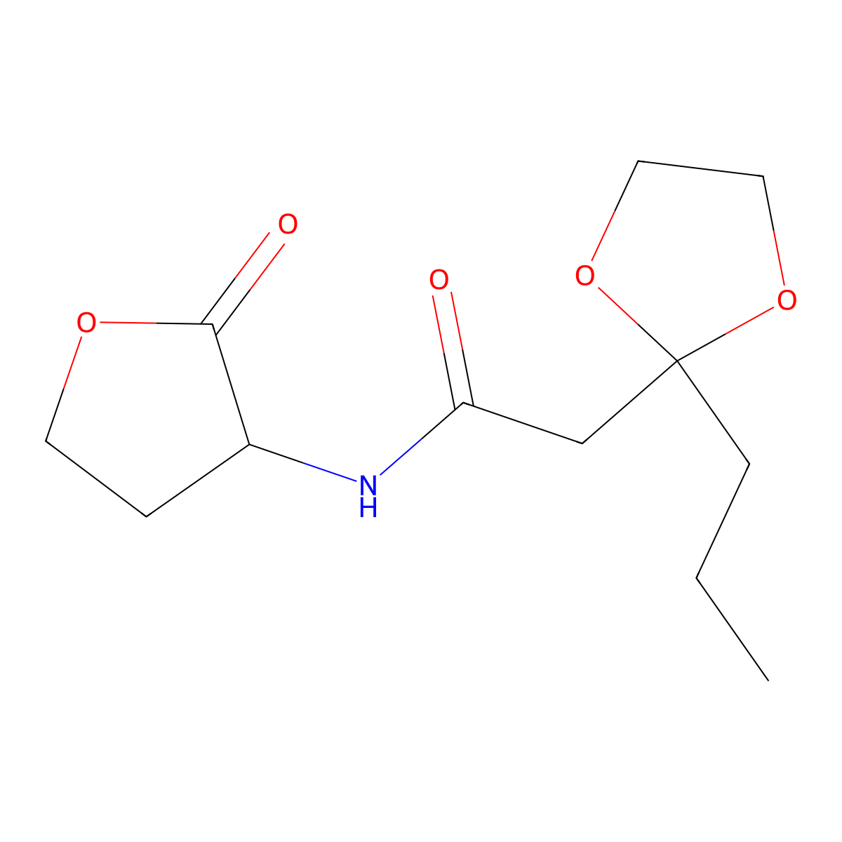 N-(2-oxooxolan-3-yl)-2-(2-propyl-1,3-dioxolan-2-yl)acetamide molecular structure, CAS 1009708-22-8
