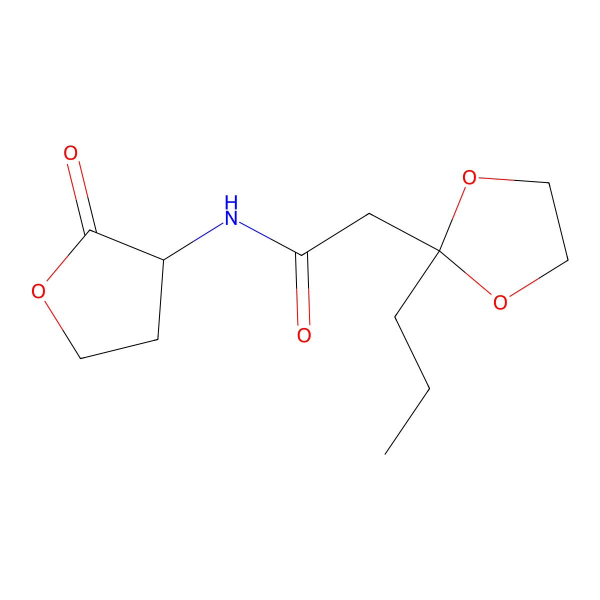 N-(2-oxooxolan-3-yl)-2-(2-propyl-1,3-dioxolan-2-yl)acetamide molecular structure, CAS 1009708-22-8