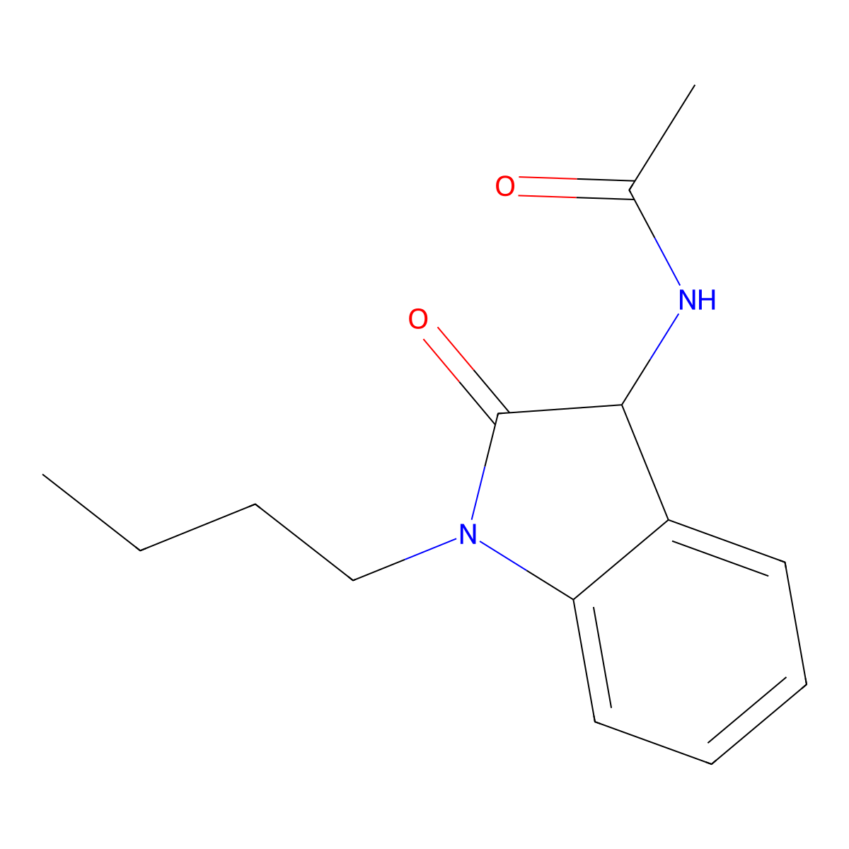 N-(1-butyl-2-oxo-2,3-dihydro-1H-indol-3-yl)acetamide molecular structure, CAS 1009710-07-9