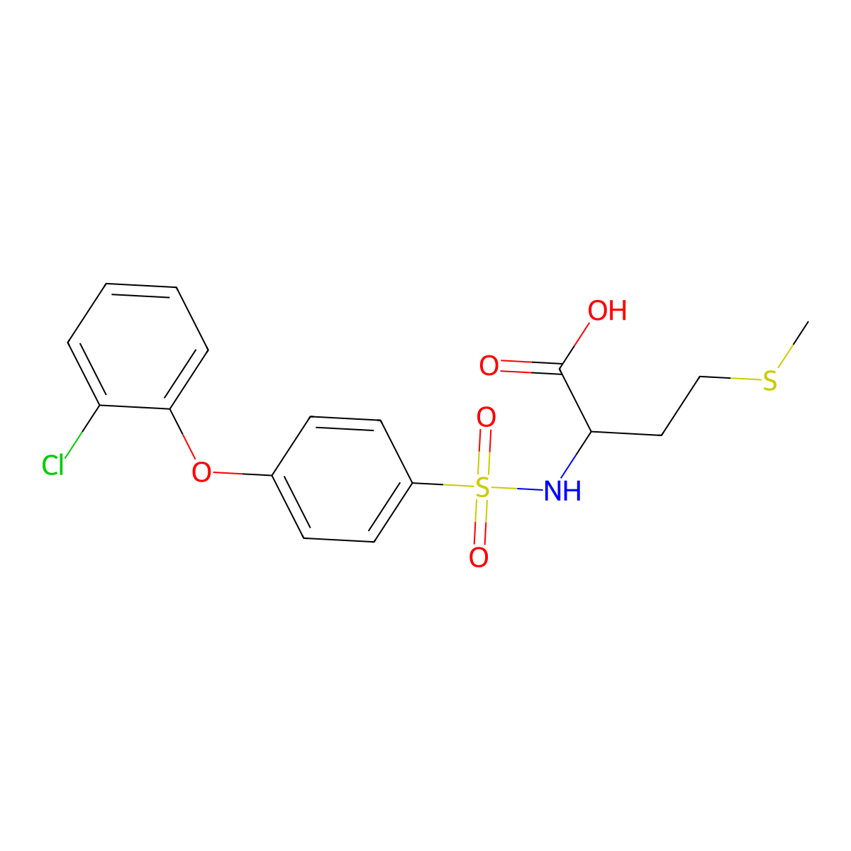 ((4-(2-Chlorophenoxy)phenyl)sulfonyl)methionine molecular structure, CAS 1009715-74-5