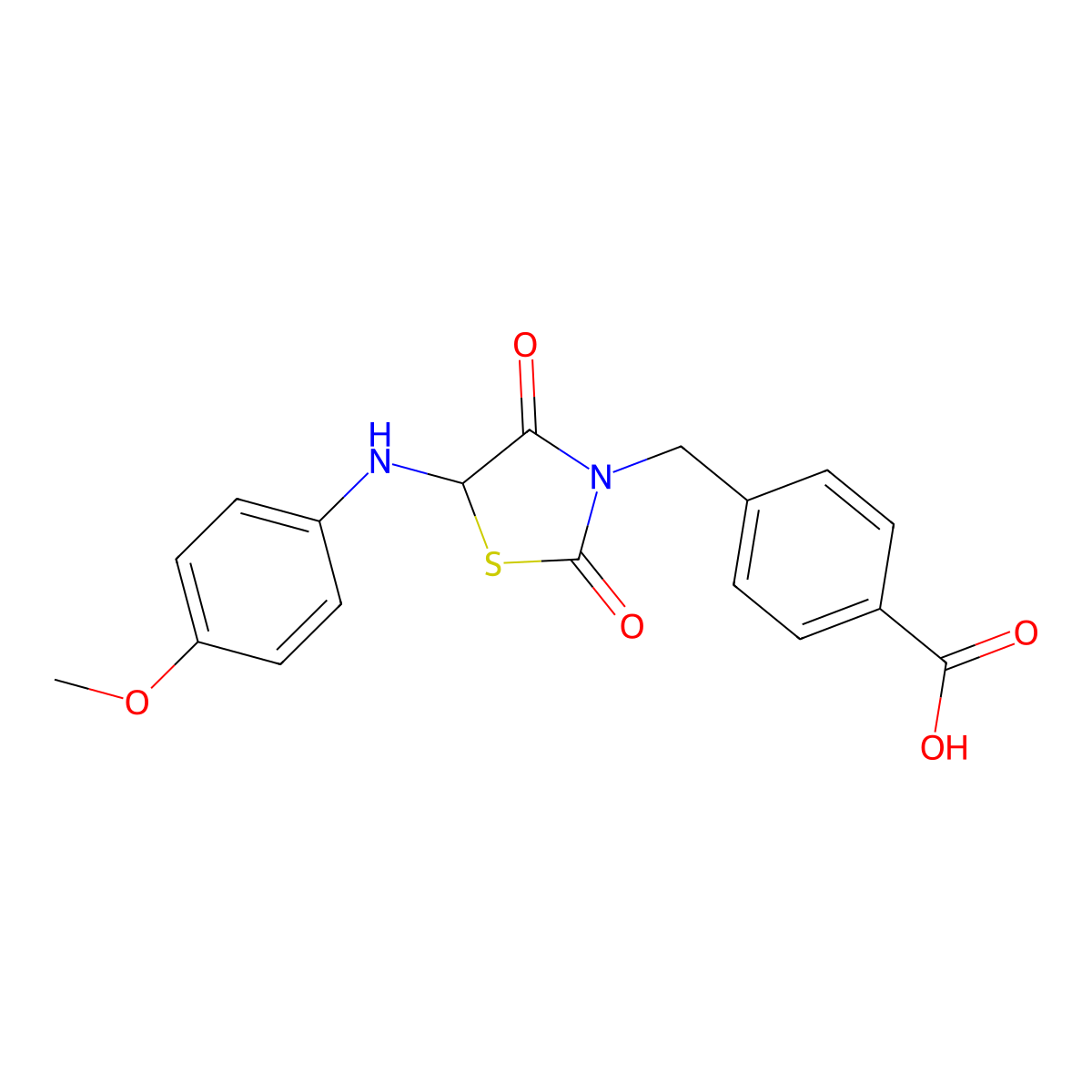 4-((5-((4-Methoxyphenyl)amino)-2,4-dioxothiazolidin-3-yl)methyl)benzoic acid molecular structure, CAS 1009716-77-1