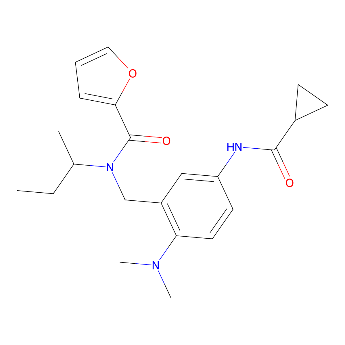 N~2~-(sec-butyl)-N~2~-[5-[(cyclopropylcarbonyl)amino]-2-(dimethylamino)benzyl]-2-furamide molecular structure, CAS 1009716-94-2
