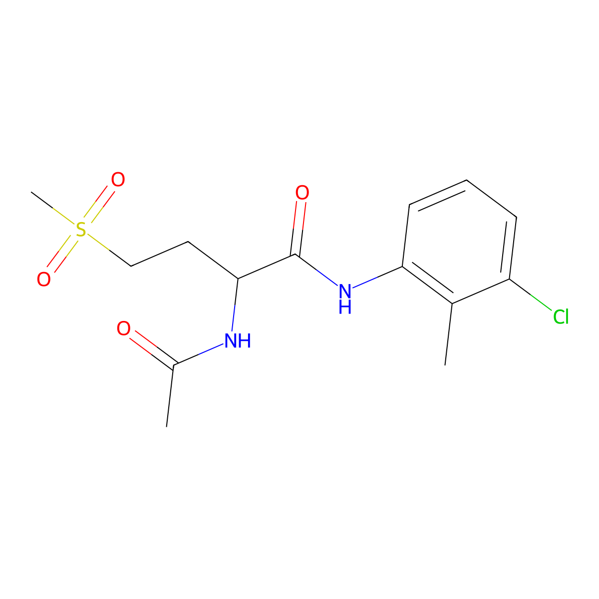 2-acetamido-N-(3-chloro-2-methylphenyl)-4-(methylsulfonyl)butanamide molecular structure, CAS 1009726-91-3