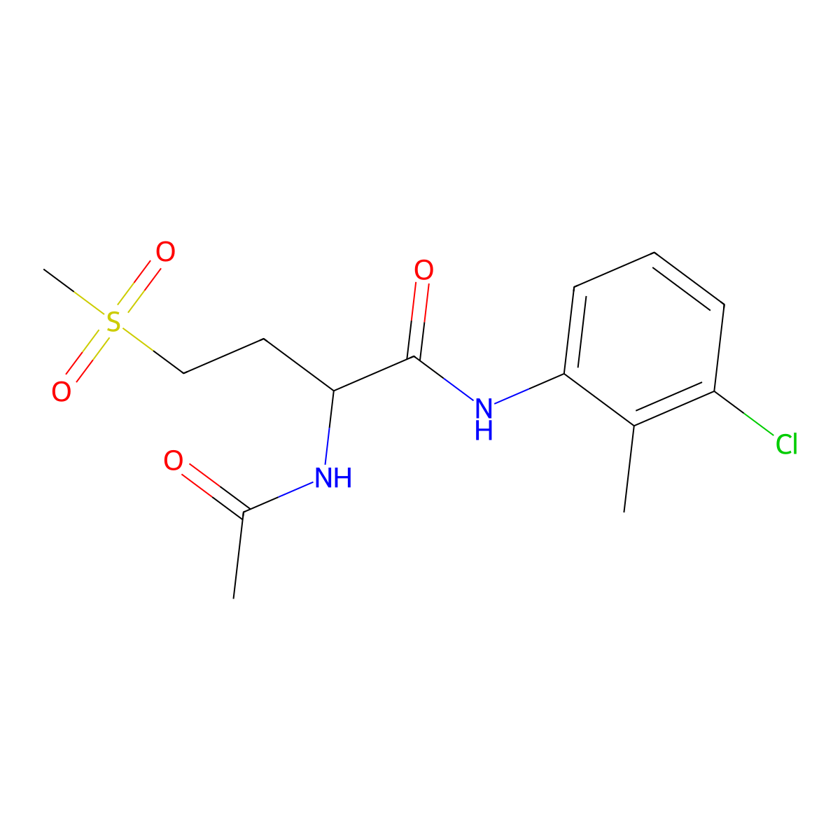 2-acetamido-N-(3-chloro-2-methylphenyl)-4-(methylsulfonyl)butanamide molecular structure, CAS 1009726-91-3