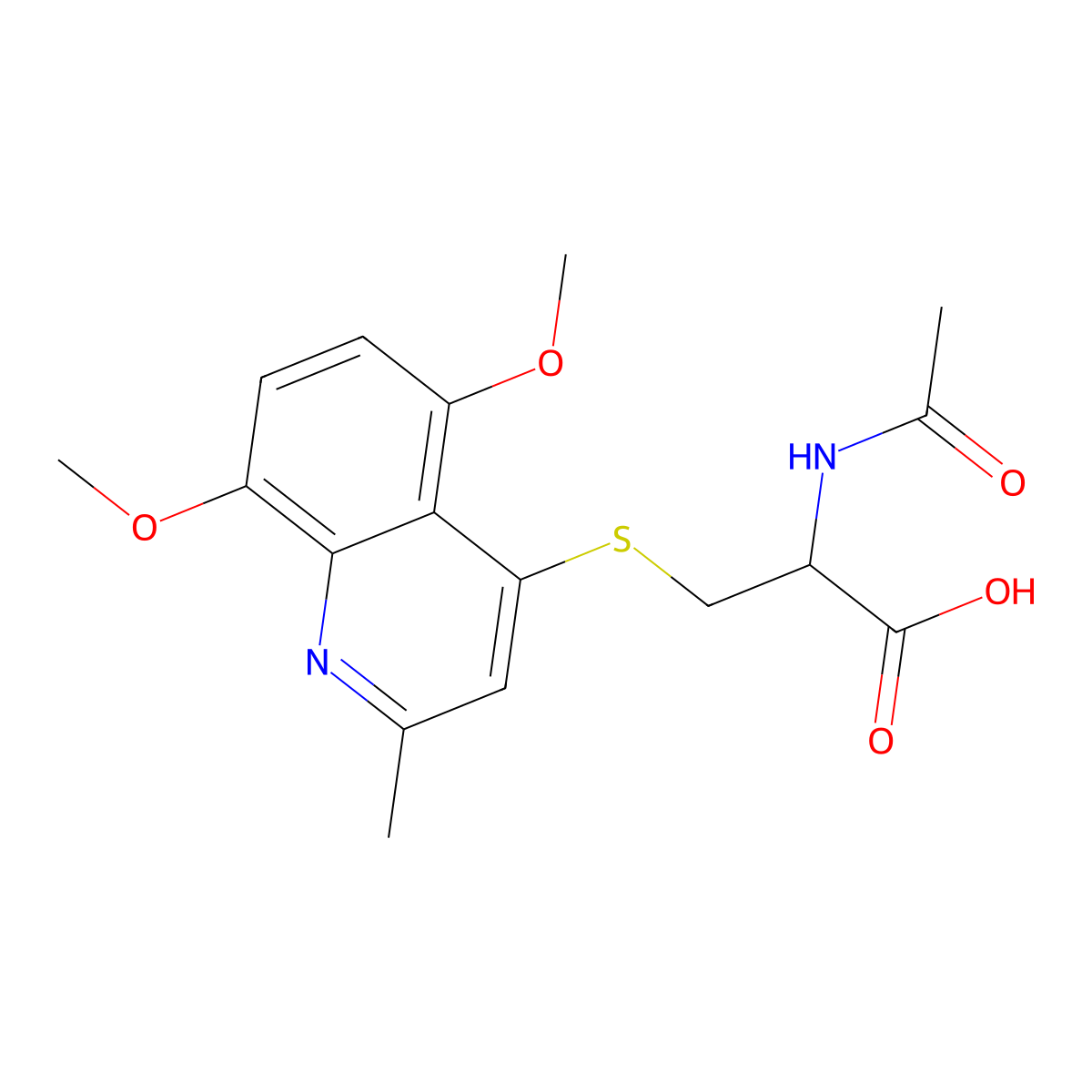 N-Acetyl-S-(5,8-dimethoxy-2-methyl-4-quinolinyl)cysteine molecular structure, CAS 1009729-61-6