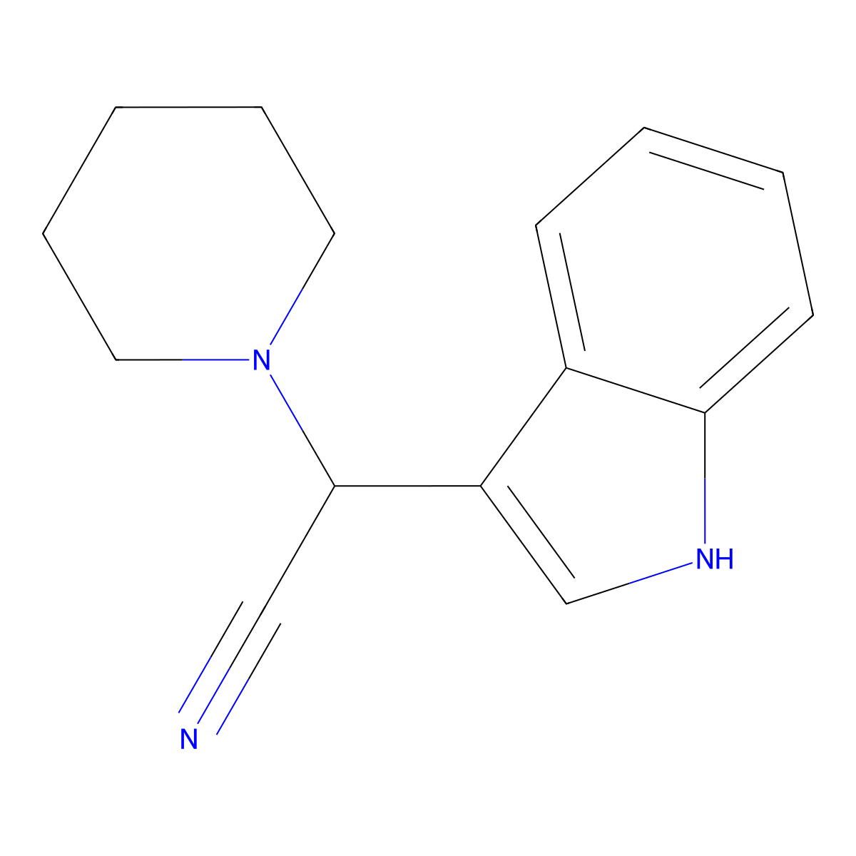 2-(1H-Indol-3-YL)-2-(piperidin-1-YL)acetonitrile molecular structure, CAS 100973-38-4