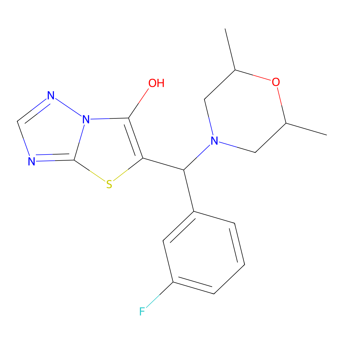 5-((2,6-Dimethylmorpholino)(3-fluorophenyl)methyl)thiazolo[3,2-b][1,2,4]triazol-6-ol molecular structure, CAS 1009742-53-3