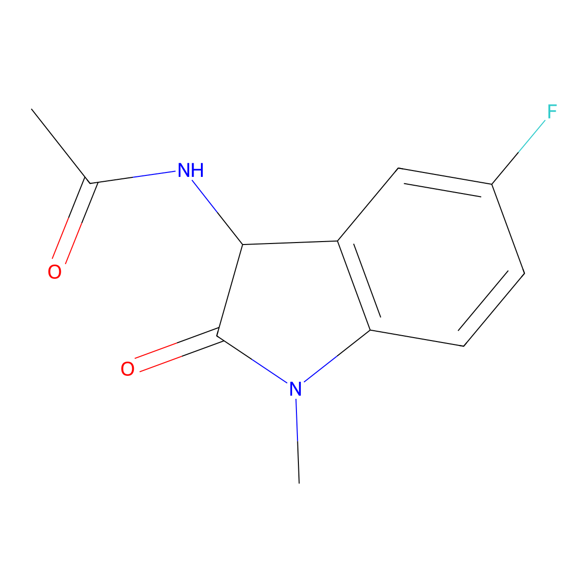 N-(5-fluoro-1-methyl-2-oxoindolin-3-yl)acetamide molecular structure, CAS 1009749-07-8