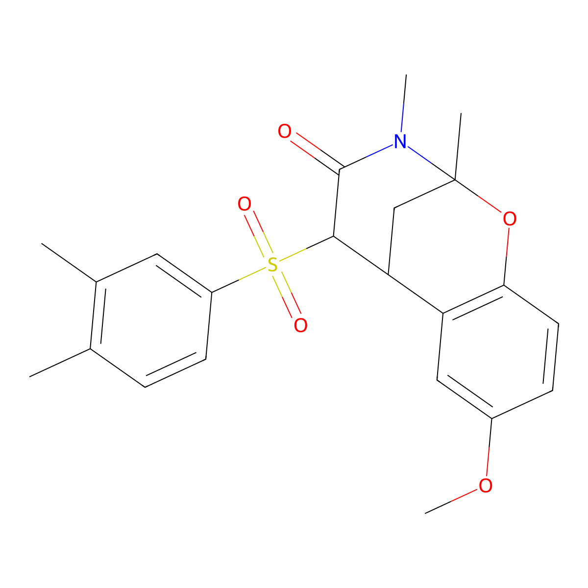 5-((3,4-dimethylphenyl)sulfonyl)-8-methoxy-2,3-dimethyl-5,6-dihydro-2H-2,6-methanobenzo[g][1,3]oxazocin-4(3H)-one molecular structure, CAS 1009749-37-4