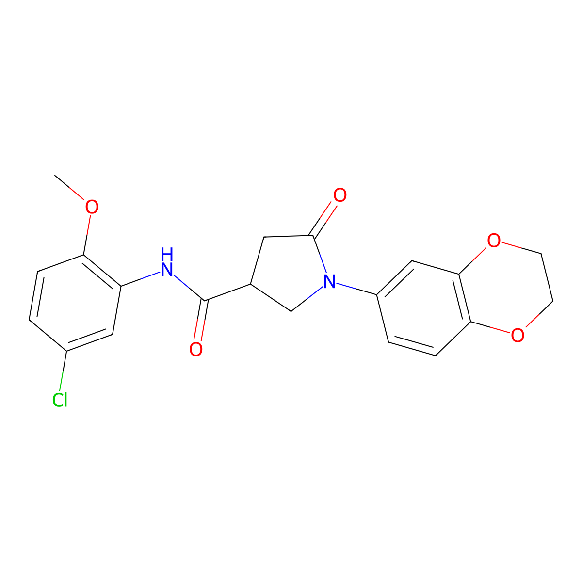 N-(5-chloro-2-methoxyphenyl)-1-(2,3-dihydro-1,4-benzodioxin-6-yl)-5-oxopyrrolidine-3-carboxamide molecular structure, CAS 1009751-72-7
