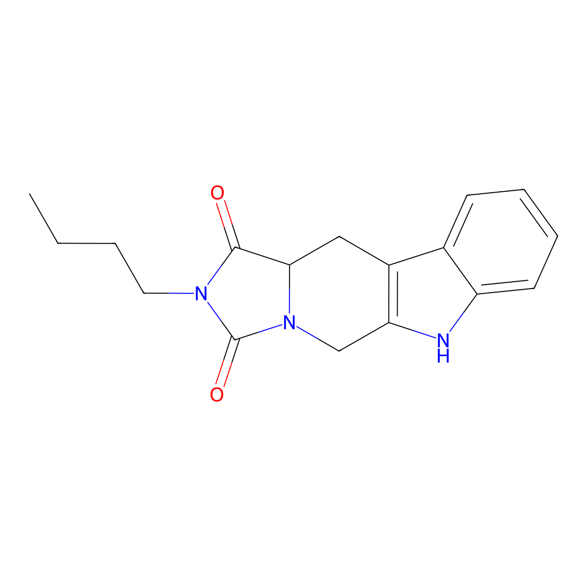 2-butyl-5,6,11,11a-tetrahydro-1H-imidazo[1',5':1,6]pyrido[3,4-b]indole-1,3(2H)-dione molecular structure, CAS 1009755-69-4