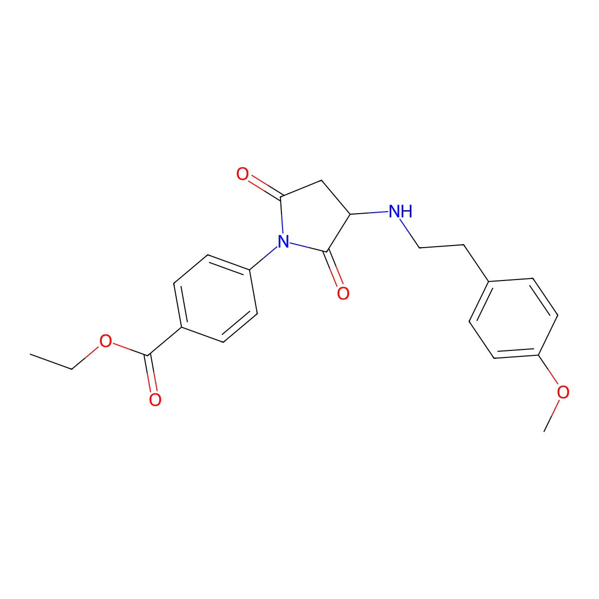 Ethyl 4-[3-[2-(4-methoxyphenyl)ethylamino]-2,5-dioxopyrrolidin-1-yl]benzoate molecular structure, CAS 1009756-16-4