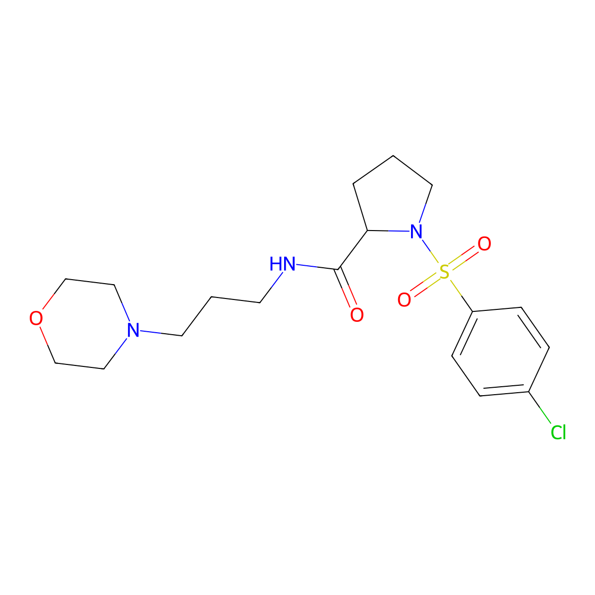 1-(4-chlorophenyl)sulfonyl-N-(3-morpholin-4-ylpropyl)pyrrolidine-2-carboxamide molecular structure, CAS 1009758-10-4