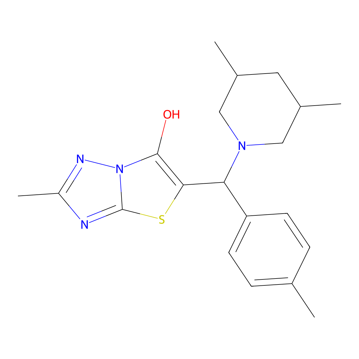 5-((3,5-Dimethylpiperidin-1-yl)(p-tolyl)methyl)-2-methylthiazolo[3,2-b][1,2,4]triazol-6-ol molecular structure, CAS 1009762-69-9