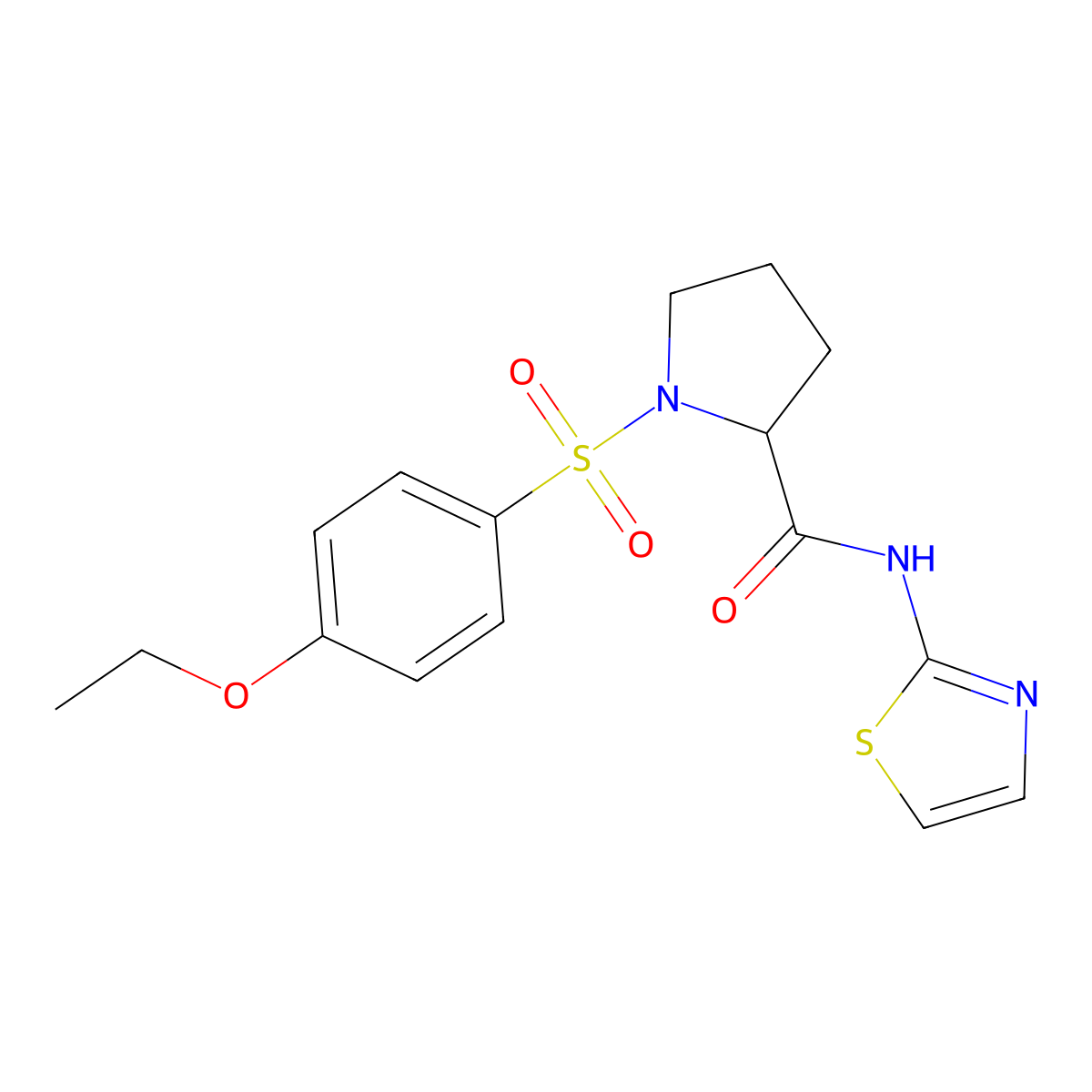 1-[(4-ethoxyphenyl)sulfonyl]-N-1,3-thiazol-2-ylprolinamide molecular structure, CAS 1009764-37-7