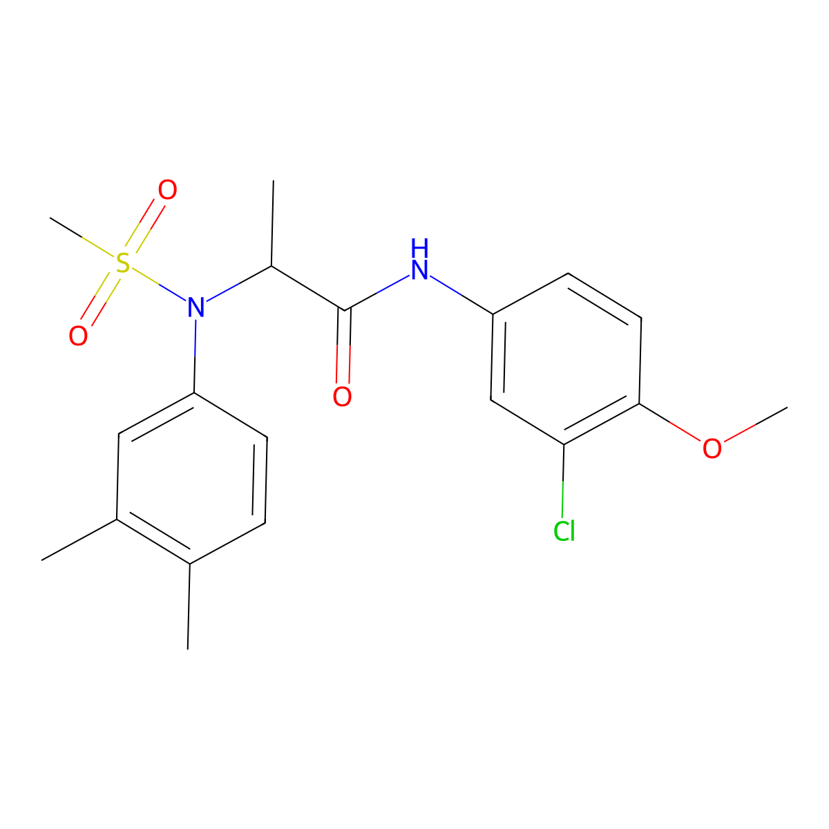 N-(3-chloro-4-methoxyphenyl)-2-(3,4-dimethyl-N-methylsulfonylanilino)propanamide molecular structure, CAS 1009769-72-5