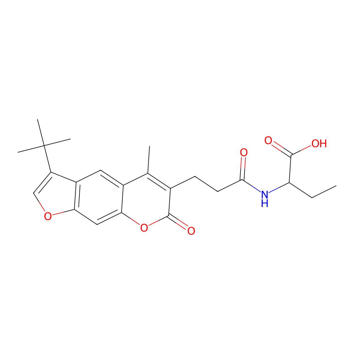 2-{[3-(3-tert-butyl-5-methyl-7-oxo-7H-furo[3,2-g]chromen-6-yl)propanoyl]amino}butanoic acid molecular structure, CAS 1009770-09-5