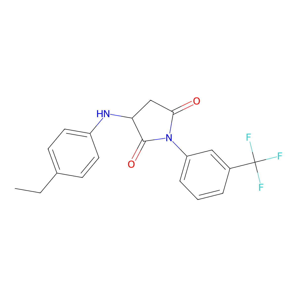 3-((4-Ethylphenyl)amino)-1-(3-(trifluoromethyl)phenyl)pyrrolidine-2,5-dione molecular structure, CAS 1009770-22-2