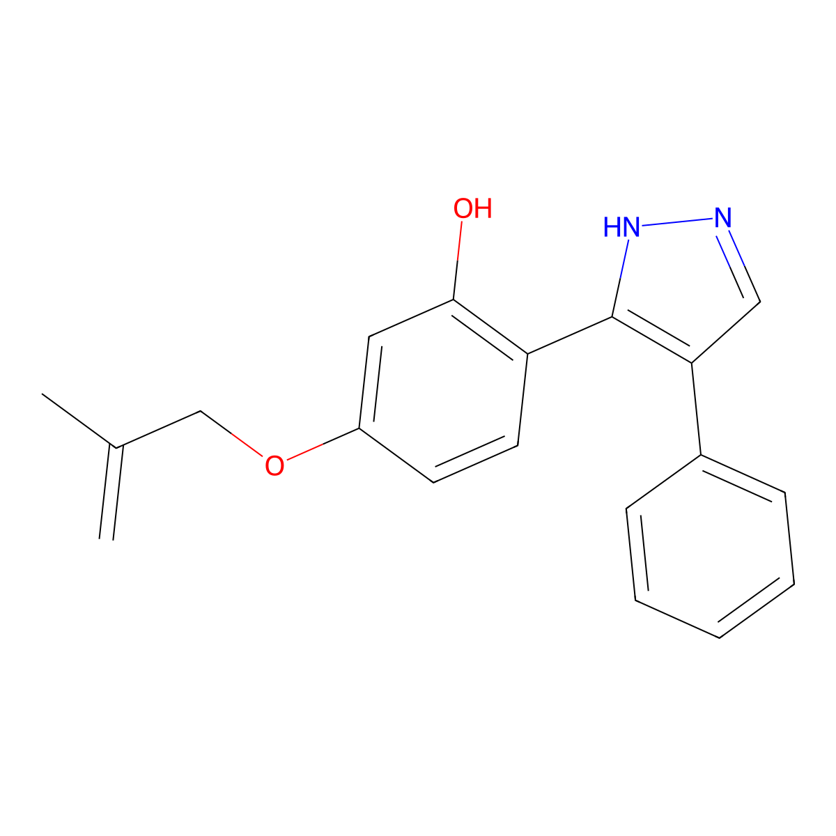 5-((2-methylallyl)oxy)-2-(4-phenyl-1H-pyrazol-3-yl)phenol molecular structure, CAS 1009770-32-4