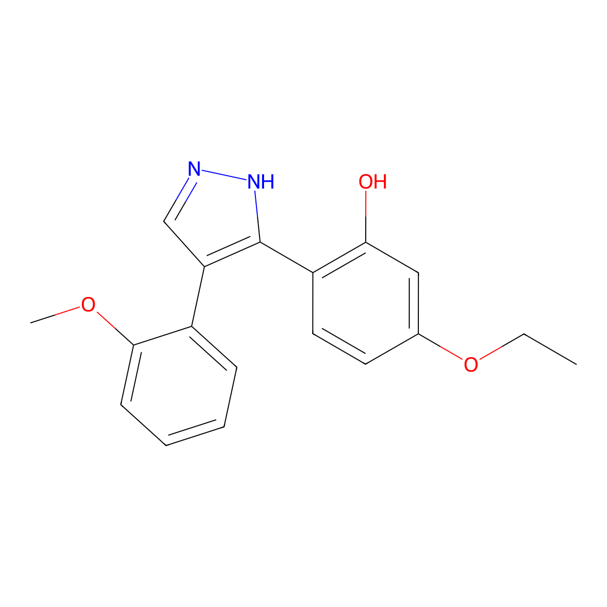 5-ethoxy-2-[4-(2-methoxyphenyl)-1H-pyrazol-3-yl]phenol molecular structure, CAS 1009770-57-3