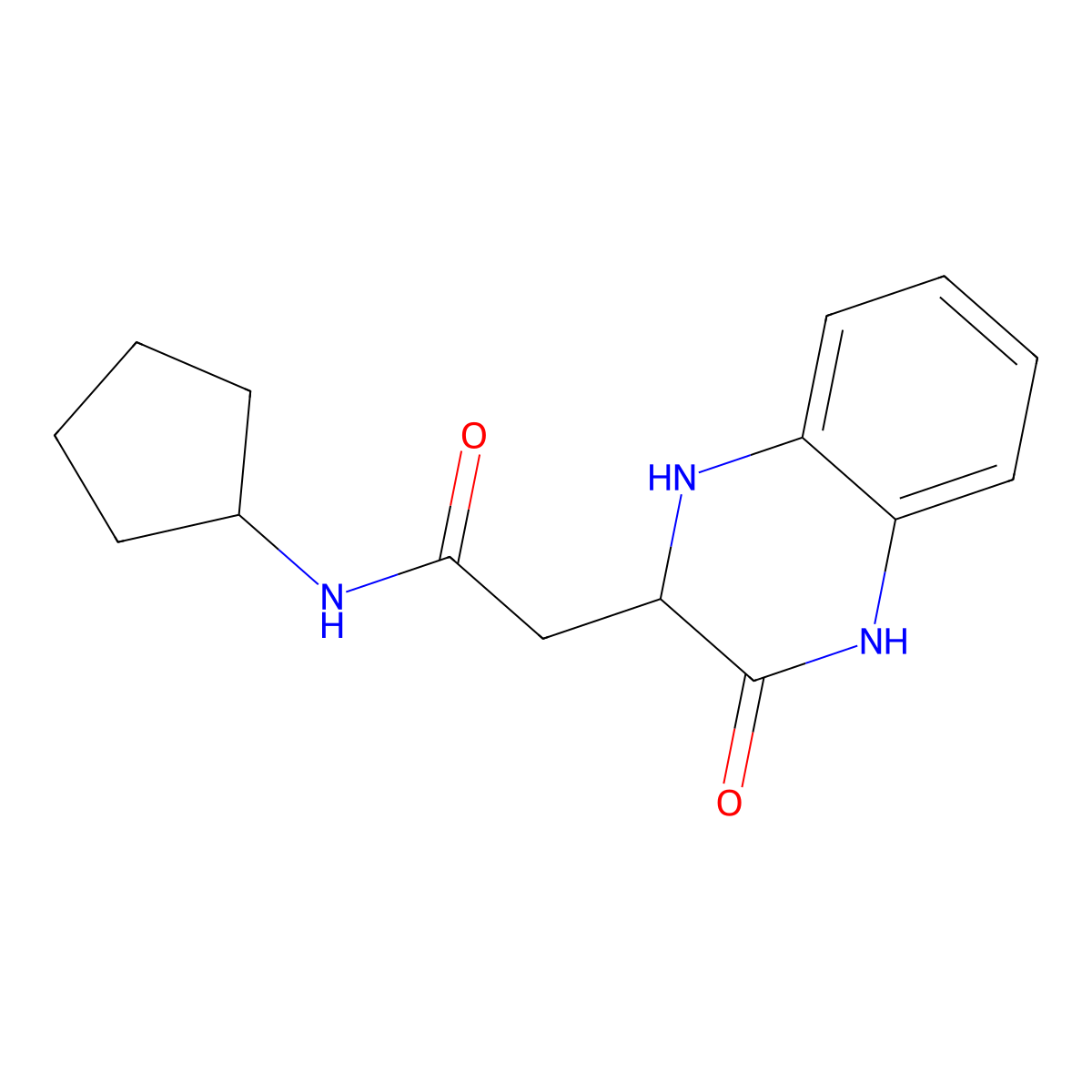 N-cyclopentyl-2-(3-oxo-1,2,3,4-tetrahydroquinoxalin-2-yl)acetamide molecular structure, CAS 1009784-17-1