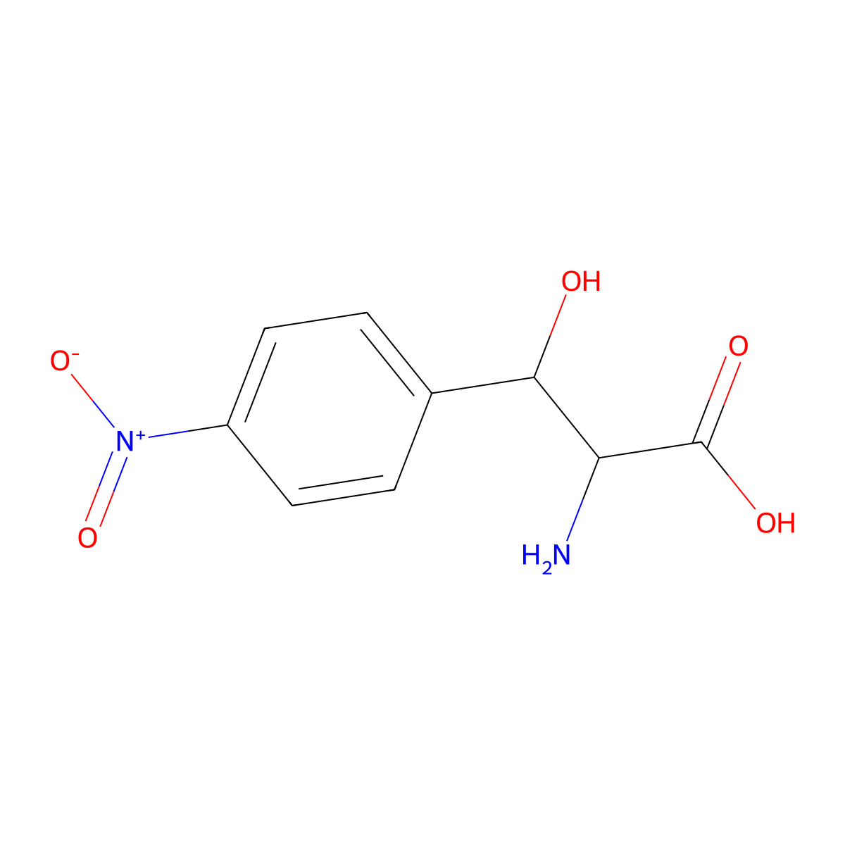 2-Amino-3-hydroxy-3-(4-nitrophenyl)propanoic acid molecular structure, CAS 10098-38-1