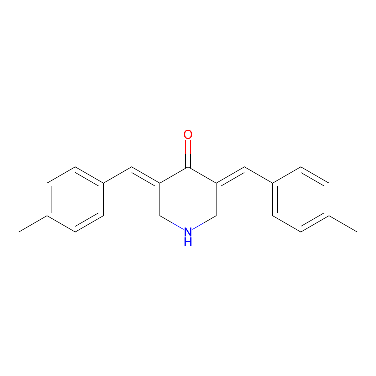 (3E,5E)-3,5-bis[(4-methylphenyl)methylidene]piperidin-4-one molecular structure, CAS 1009817-60-0