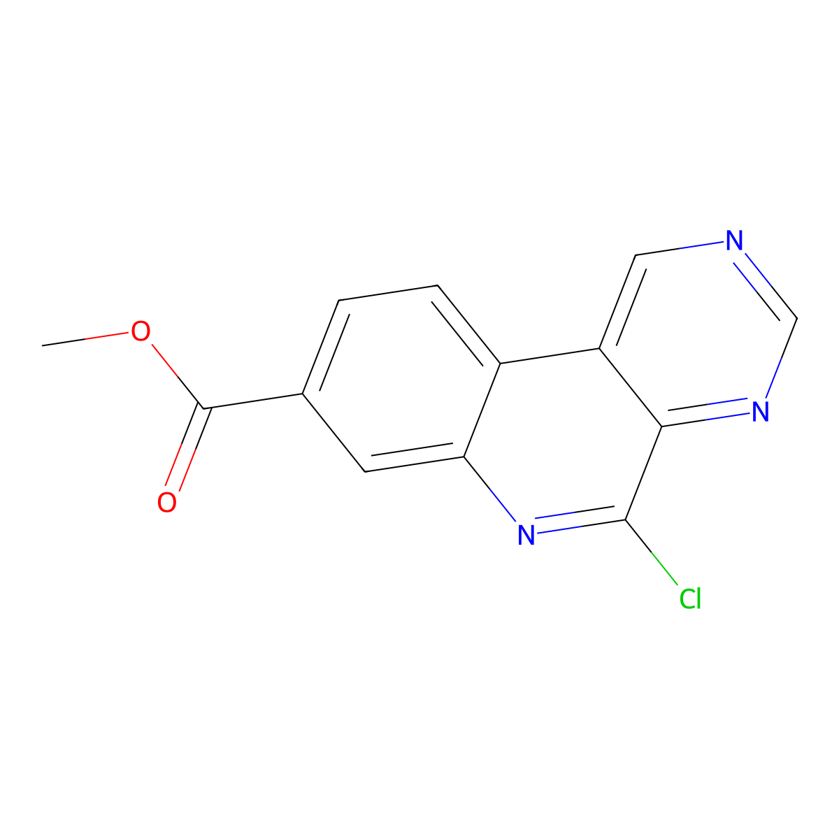 Methyl 5-chloropyrimido(4,5-c)quinoline-8-carboxylate molecular structure, CAS 1009826-97-4