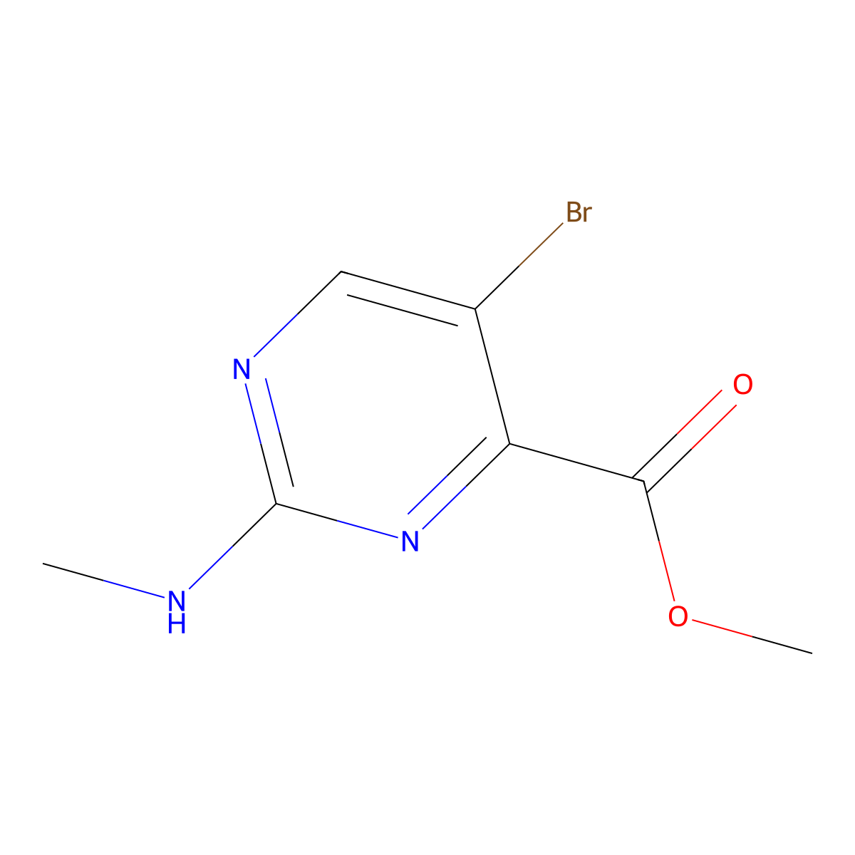 Methyl 5-bromo-2-(methylamino)pyrimidine-4-carboxylate molecular structure, CAS 1009827-04-6