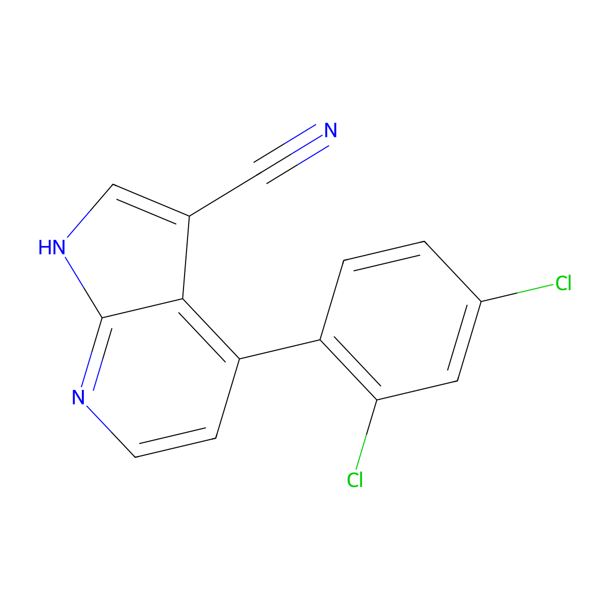 4-(2,4-Dichlorophenyl)-1H-pyrrolo[2,3-b]pyridine-3-carbonitrile molecular structure, CAS 1009838-57-6