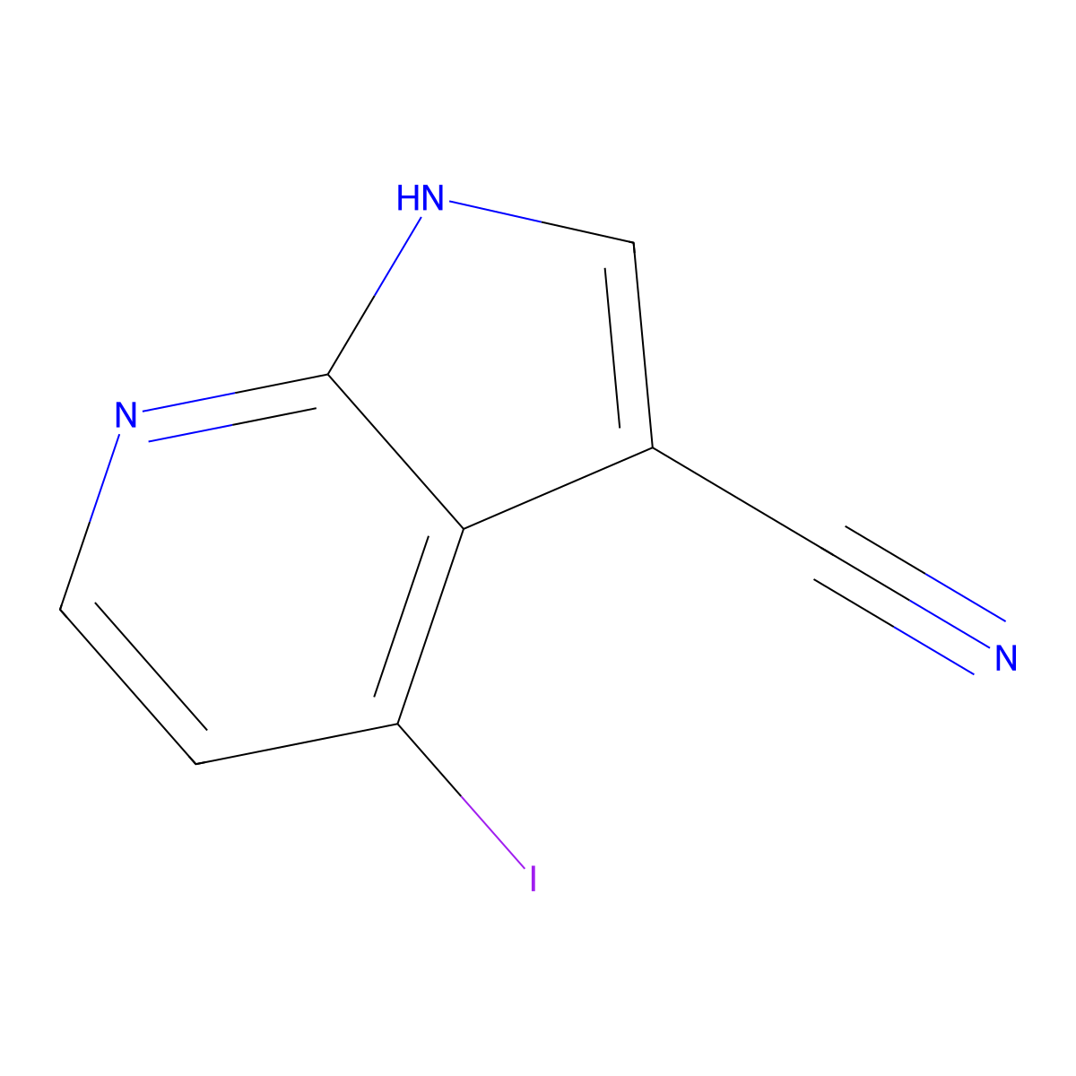 4-Iodo-1H-pyrrolo[2,3-b]pyridine-3-carbonitrile molecular structure, CAS 1009838-81-6