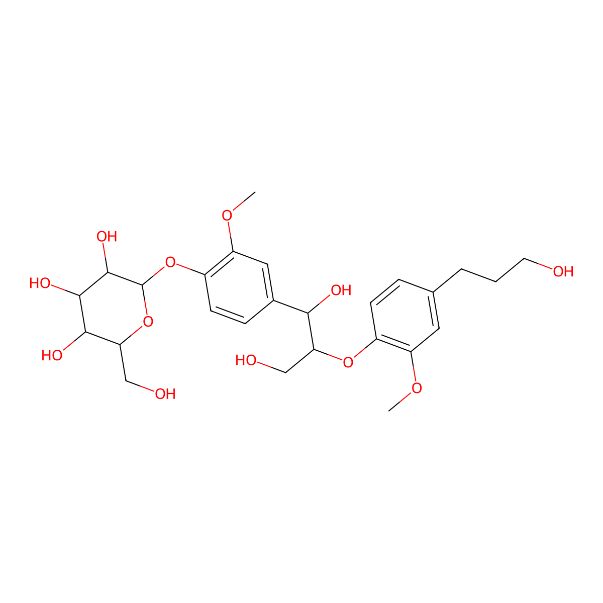 4-[(1R,2R)-1,3-Dihydroxy-2-[4-(3-hydroxypropyl)-2-methoxyphenoxy]propyl]-2-methoxyphenyl beta-D-glucopyranoside molecular structure, CAS 1009838-88-3