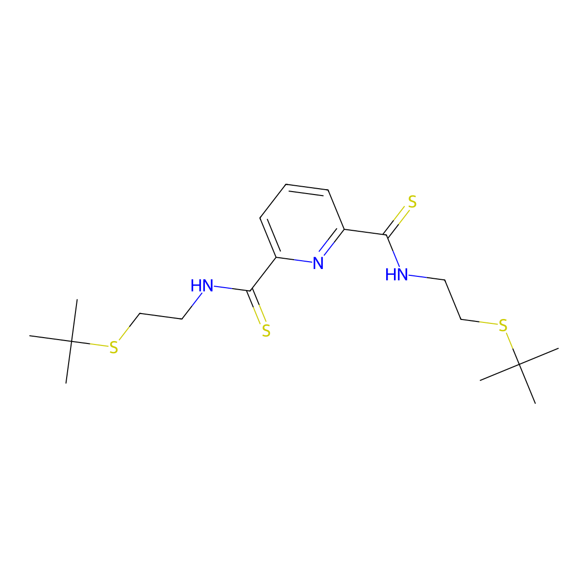 2-N,6-N-bis(2-tert-butylsulfanylethyl)pyridine-2,6-dicarbothioamide molecular structure, CAS 1009838-93-0