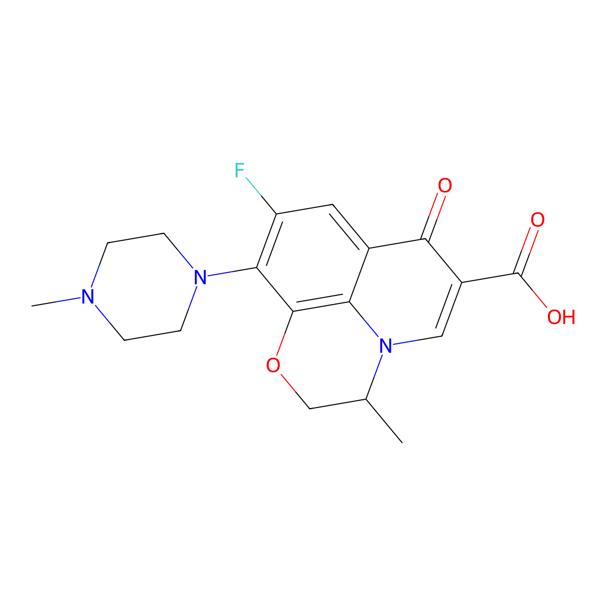 Ofloxacin, D- molecular structure, CAS 100986-86-5