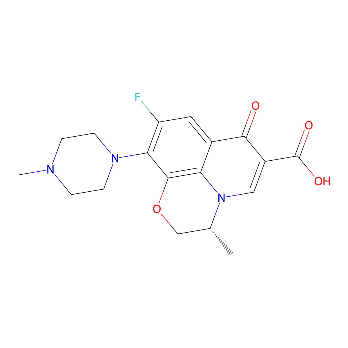 Ofloxacin, D- molecular structure, CAS 100986-86-5