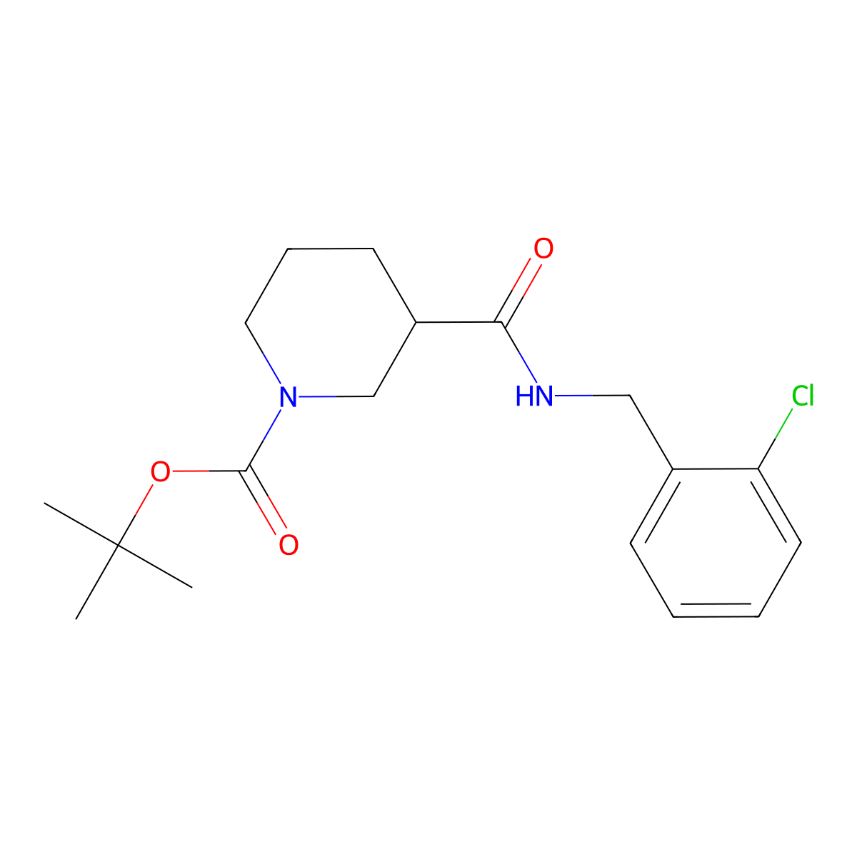 tert-Butyl 3-((2-chlorobenzyl)carbamoyl)piperidine-1-carboxylate molecular structure, CAS 1009872-91-6