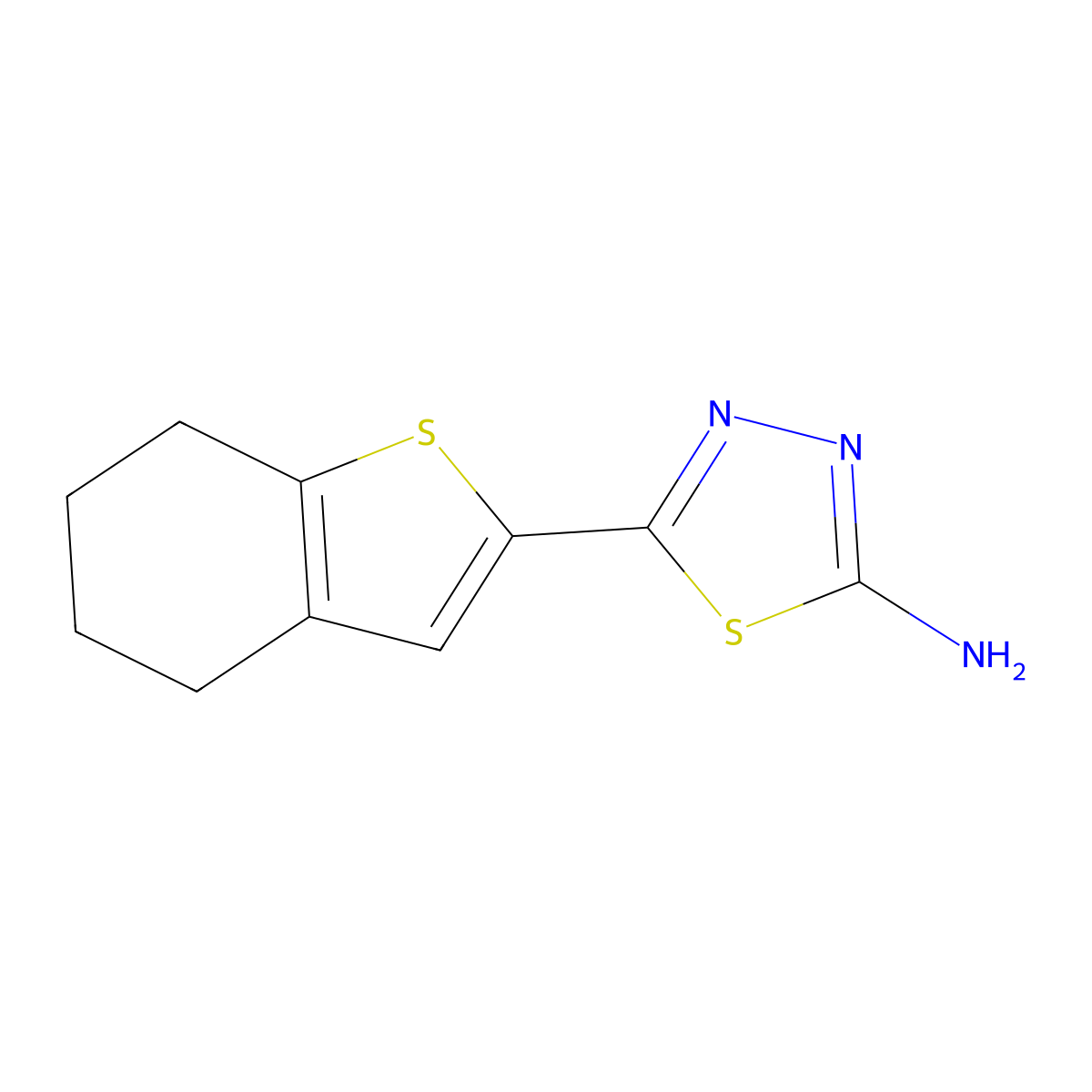 5-(4,5,6,7-Tetrahydro-1-benzothien-2-yl)-1,3,4-thiadiazol-2-amine molecular structure, CAS 100988-06-5