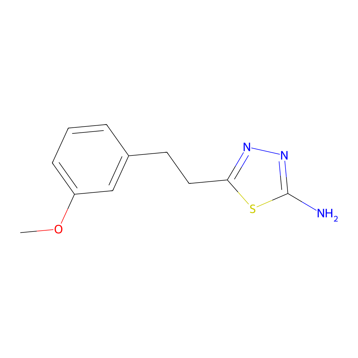 5-[2-(3-Methoxy-phenyl)-ethyl]-[1,3,4]thiadiazol-2-ylamine molecular structure, CAS 100988-16-7