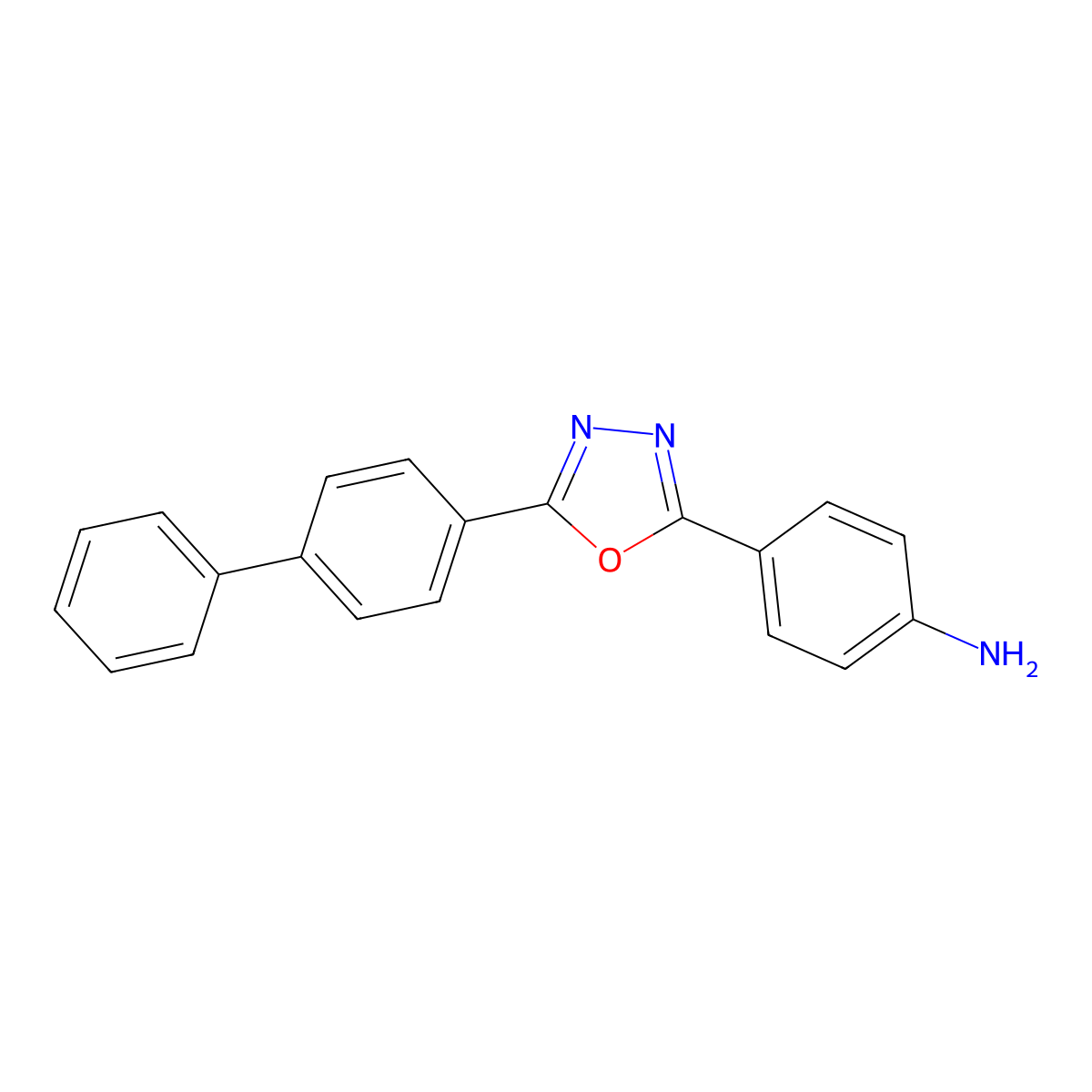 4-[5-(4-Phenylphenyl)-1,3,4-oxadiazol-2-yl]aniline molecular structure, CAS 100988-94-1