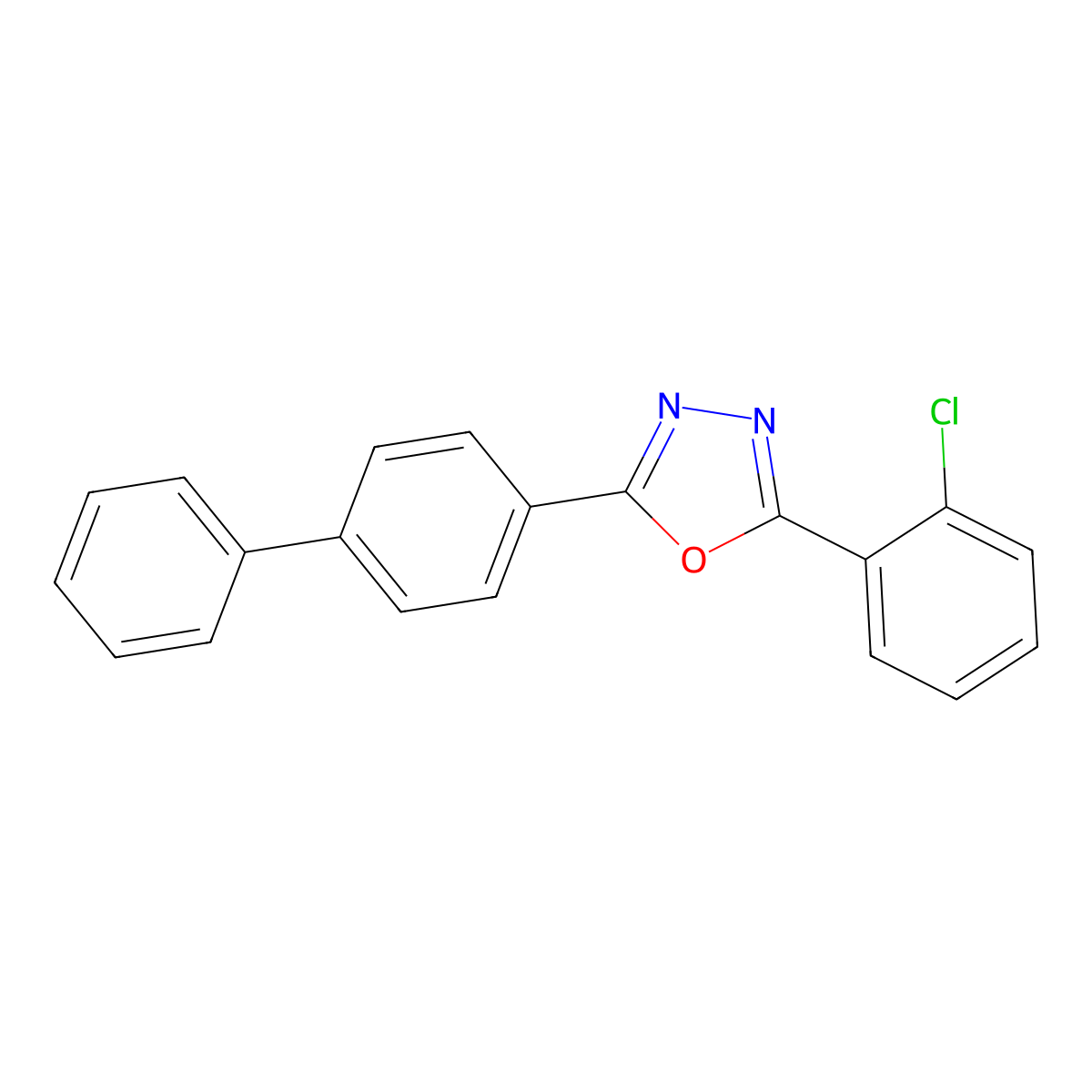 2-(2-Chlorophenyl)-5-(4-phenylphenyl)-1,3,4-oxadiazole molecular structure, CAS 100988-96-3