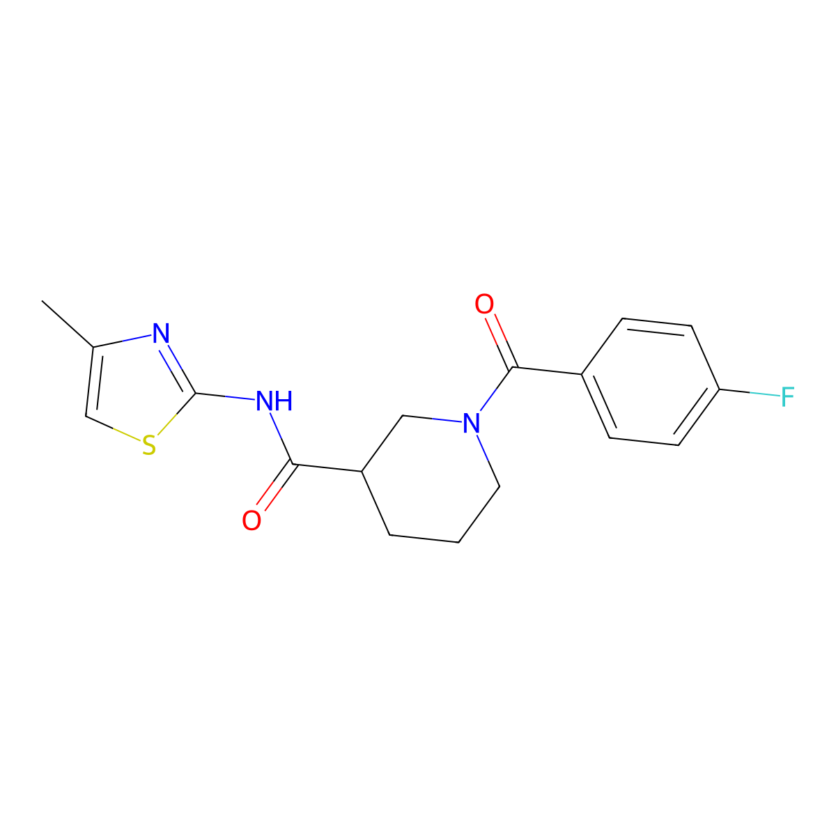 1-(4-fluorobenzoyl)-N-(4-methyl-1,3-thiazol-2-yl)piperidine-3-carboxamide molecular structure, CAS 1009900-71-3