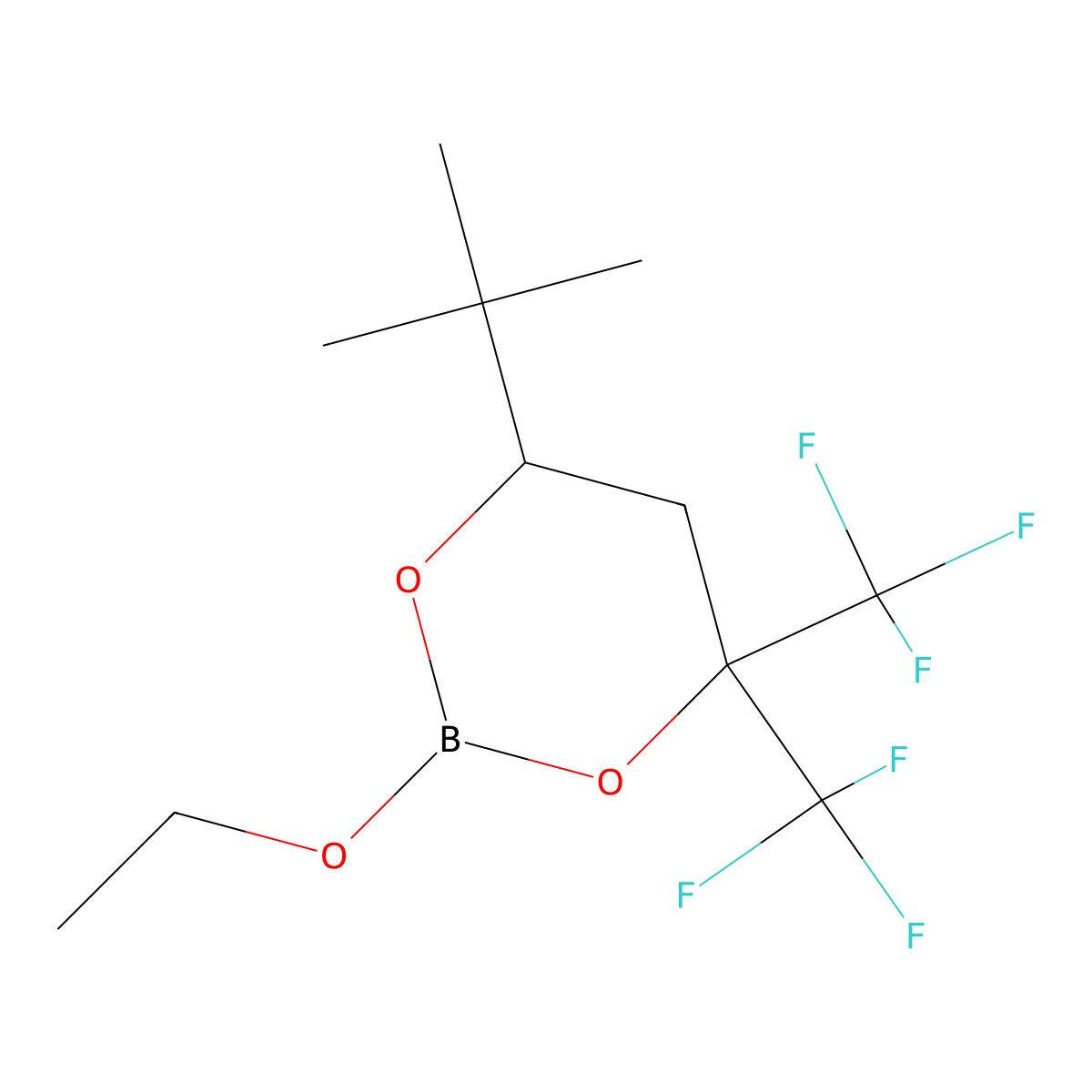6-tert-Butyl-2-ethoxy-4,4-bis(trifluoromethyl)-1,3,2-dioxaborinane molecular structure, CAS 100991-78-4