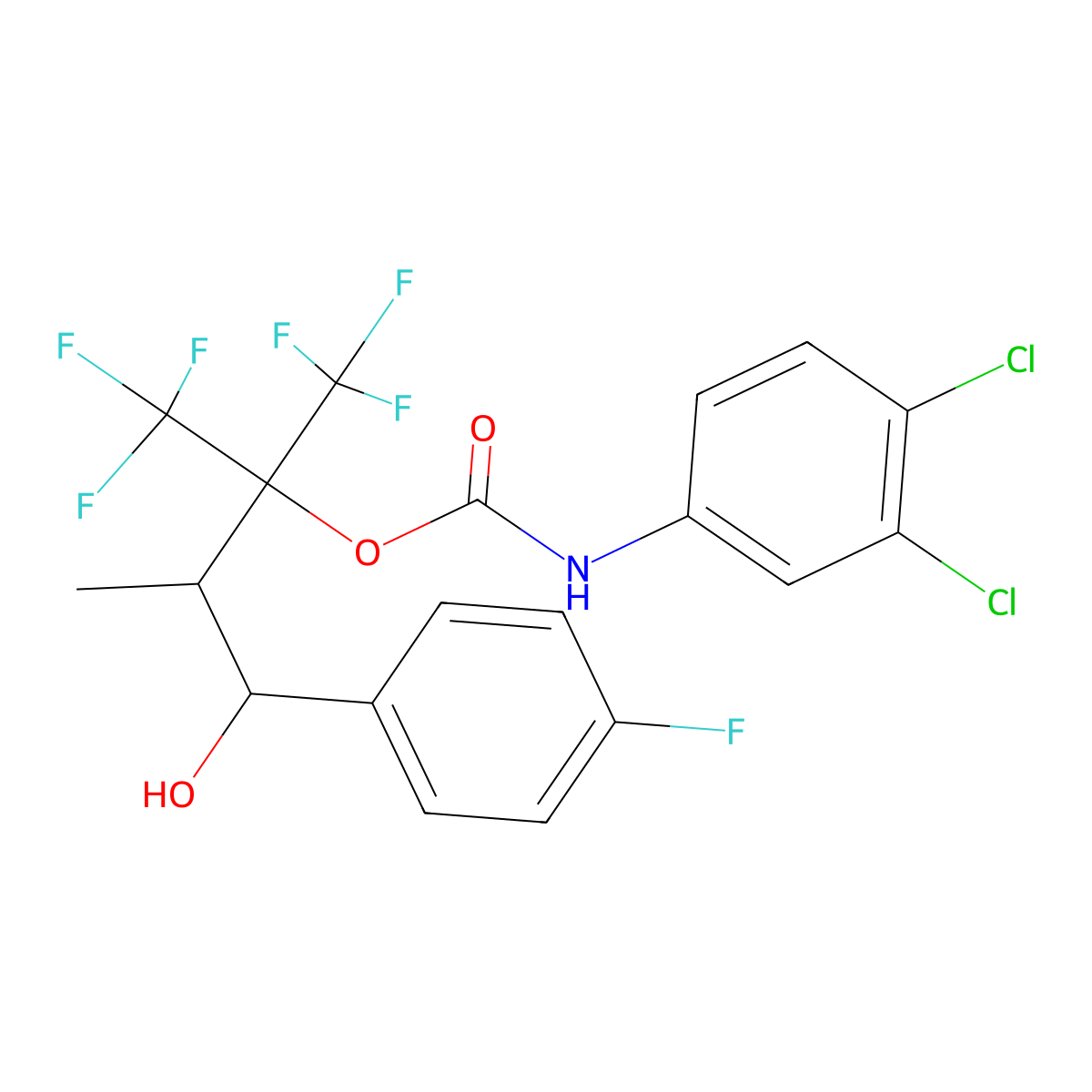 1,1,1-Trifluoro-4-(4-fluorophenyl)-4-hydroxy-3-methyl-2-(trifluoromethyl)butan-2-yl hydrogen (3,4-dichlorophenyl)carbonimidate molecular structure, CAS 100991-90-0