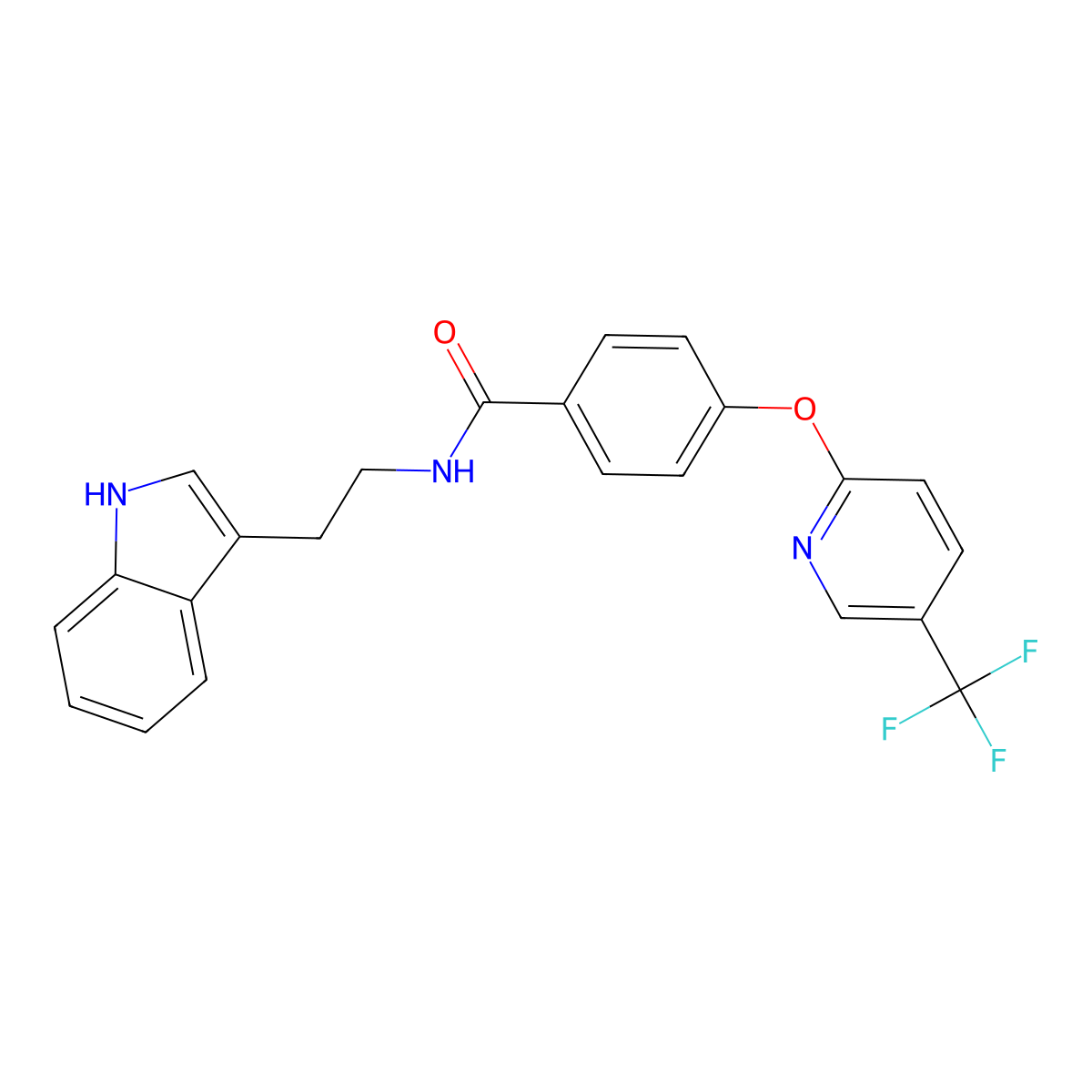 N-[2-(1H-indol-3-yl)ethyl]-4-[5-(trifluoromethyl)pyridin-2-yl]oxybenzamide molecular structure, CAS 1009922-28-4